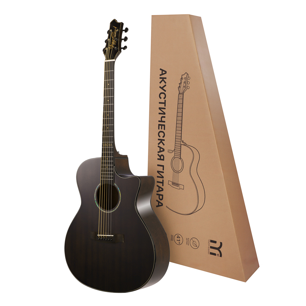 Гитара акустическая, 41", 4/4 красное дерево, темно-коричневый