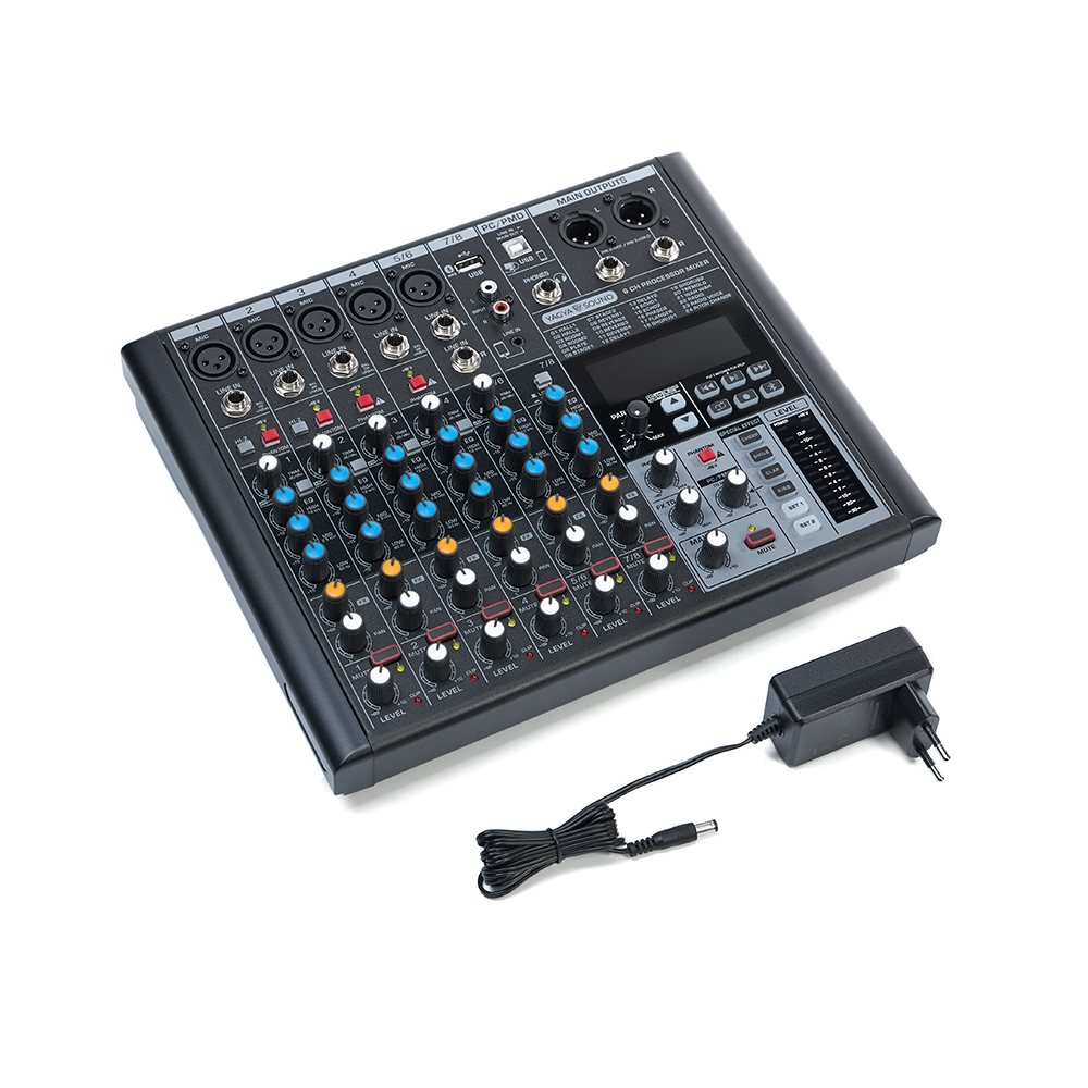 Микшер аналоговый, 8 каналов, черный