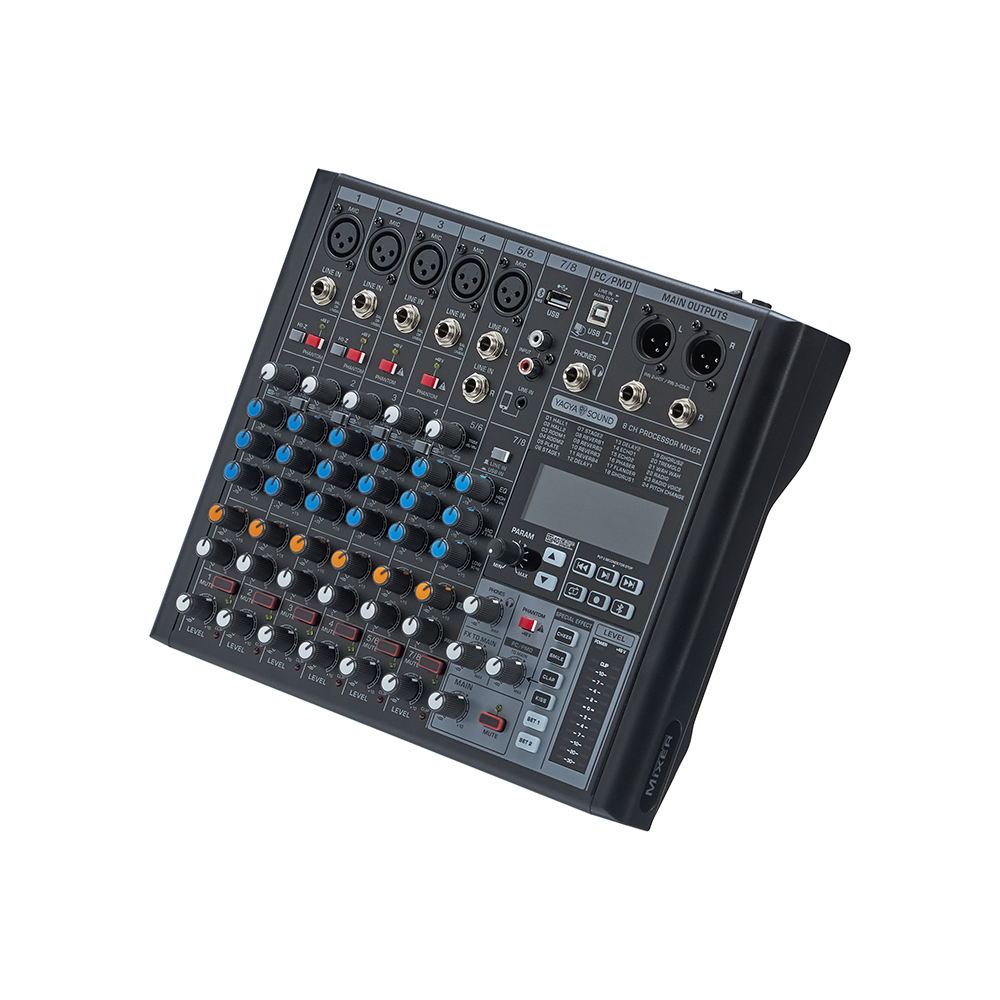 Микшер аналоговый, 8 каналов, черный