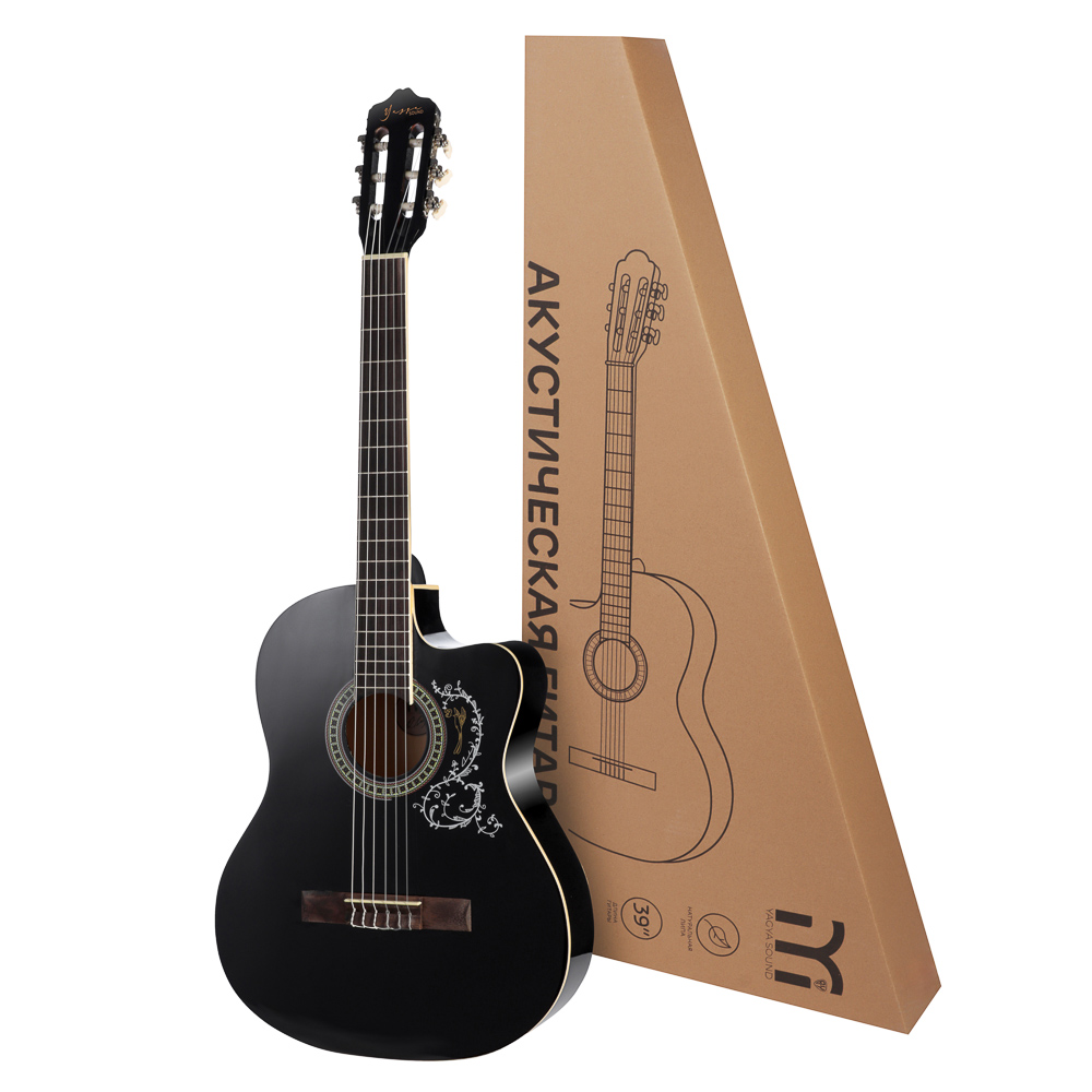 Гитара акустическая, 39", 4/4, липа, черный