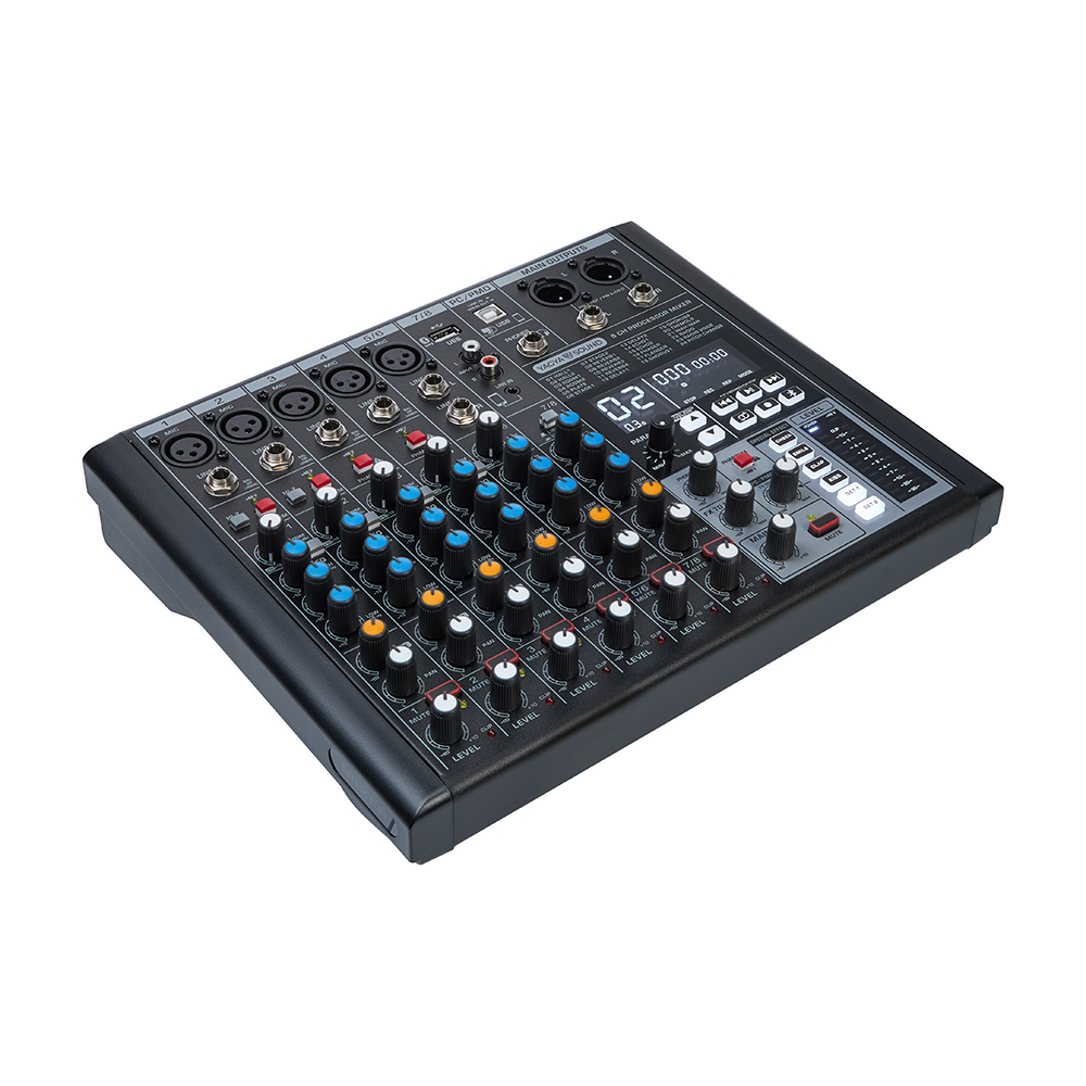 Микшер аналоговый, 8 каналов, черный
